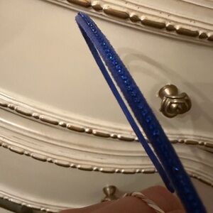 Cobalt blue headband suede Swarovski crystals Valerie Valentine made in France